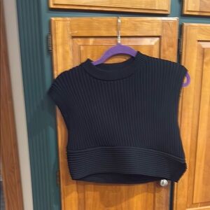 Zara Black Ribbed Sleeveless Top